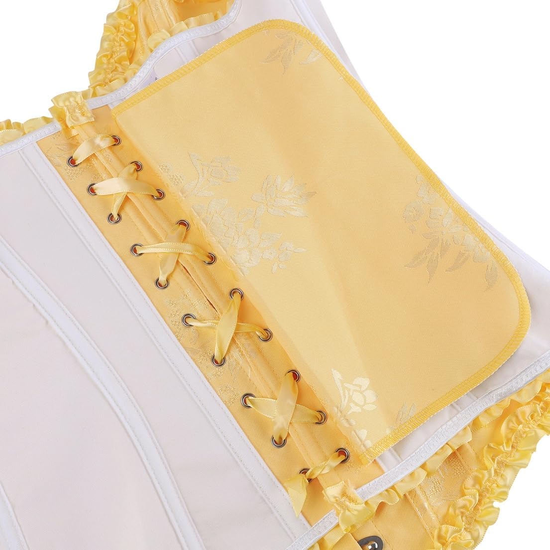 frawirshau Women's Lace Up Boned Overbust Corset Bustier Lingerie Bodyshaper Top