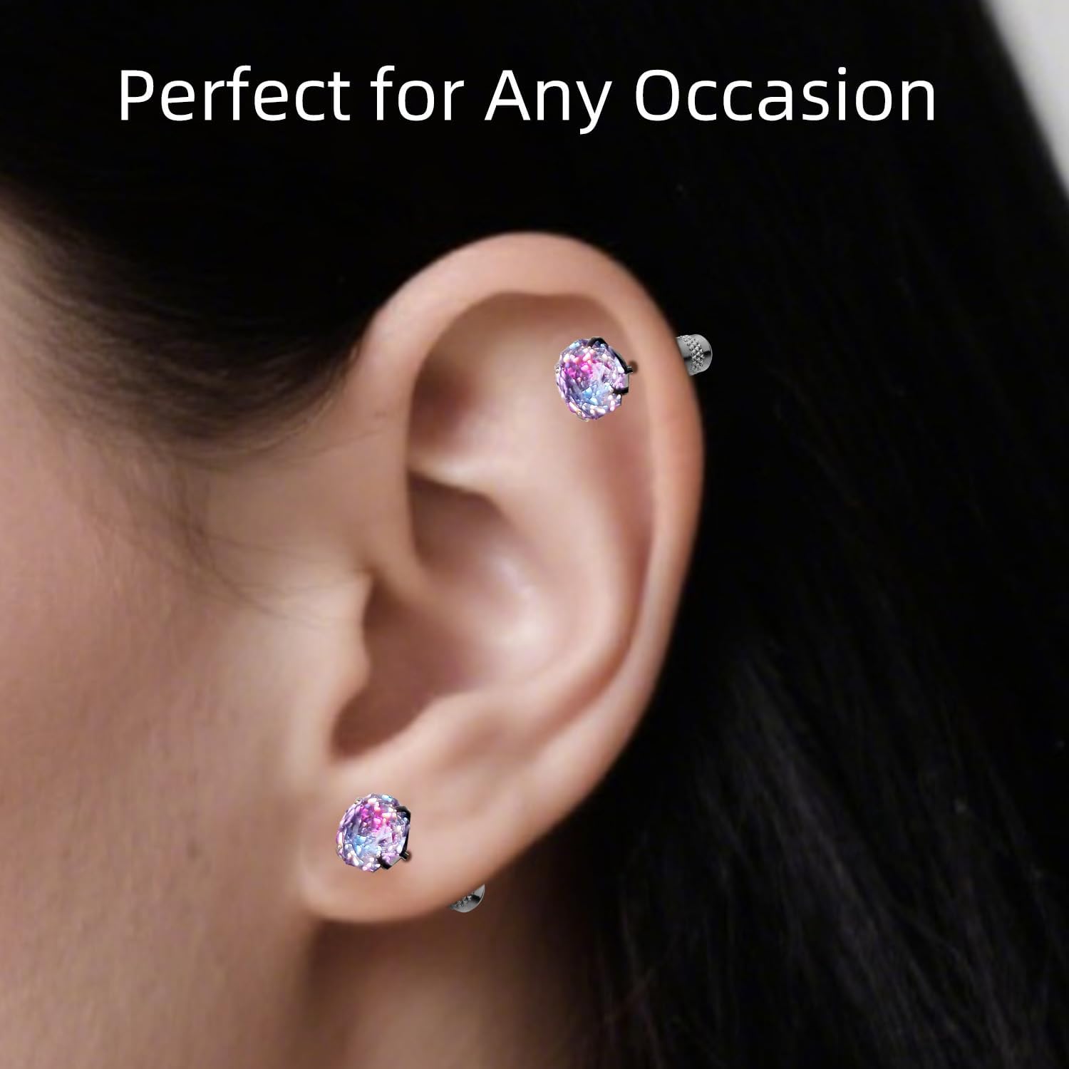 Titanium Stud Earrings, Rose-cut Zirconia Earrings Studs, Hypoallergenic & Nickel Free, Ideal for Sensitive Ears, Everyday Jewelry, Minimalist Elegant Design, Gift Box Included - Image 5