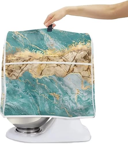 Miniatura 2 de Cubierta antipolvo con estampado de mármol verde azulado para máquina exprimidora, compatible con Kitchen Aid Bowl Lift de 6 a 8 cuartos de galón,