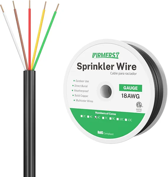 FIRMERST 18/5 Solid Sprinkler Wire for up to 4 Valves System 100 Feet