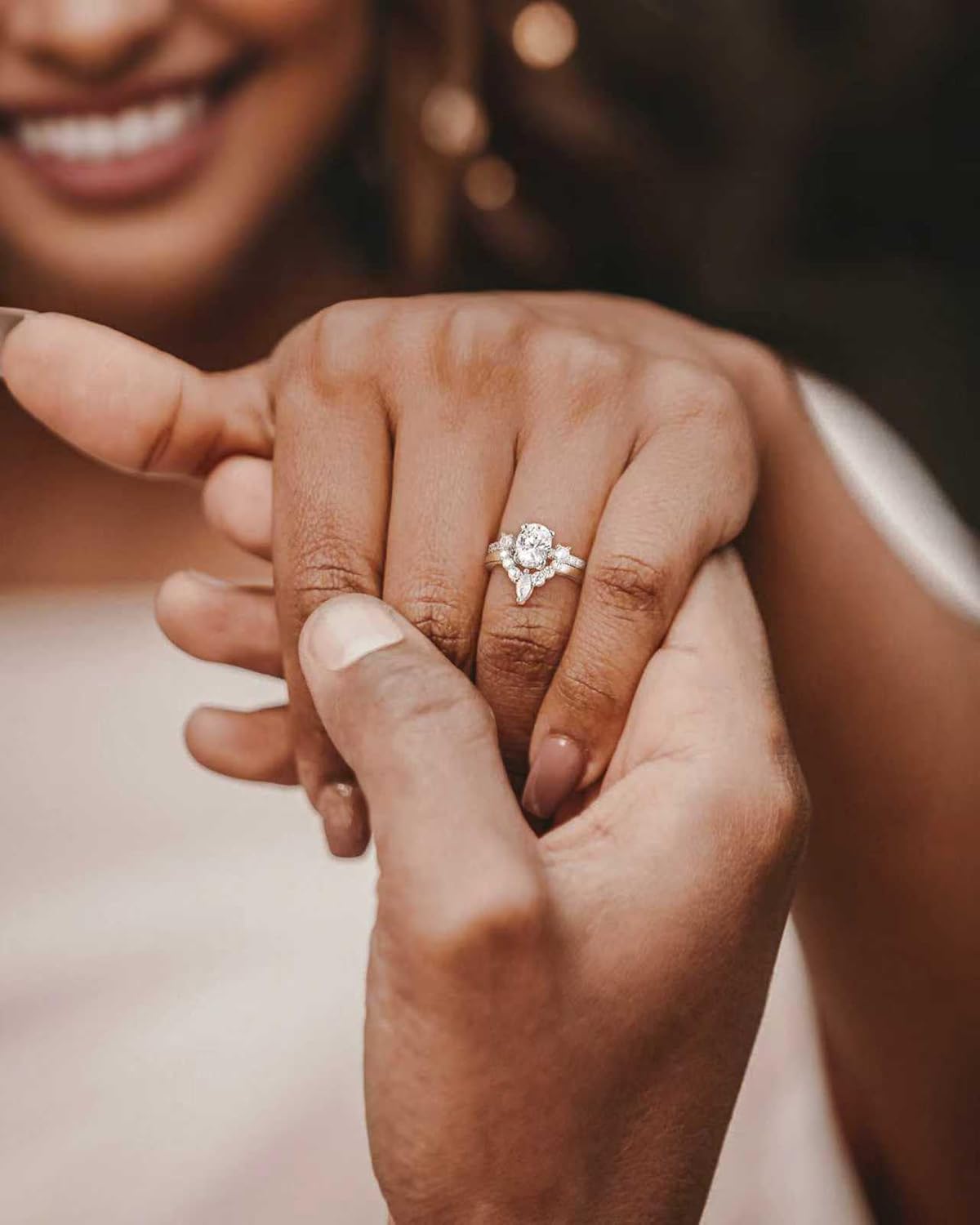 TIGRADE 1.5CT Bridal Ring Sets Oval Cut Cubic Zirconia Wedding Band Curved CZ Engagement Stackable Rings for Women Size 3-12 - Image 6