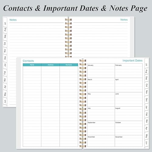 Miniatura 6 de Agenda mensual 2023-2024  julio 2023  diciembre 2024, dos páginas por mes, calendario mensual 18 con pestañas, encuadernación fuerte de doble