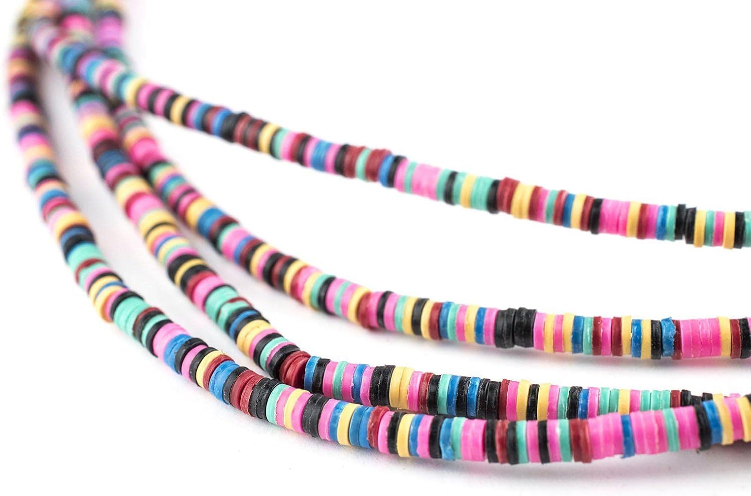 African Vinyl Beads, Ghana Vulcanite Crafts Supplies for DIY Jewelry Making, Necklaces, Bracelets (3mm, Multicolor)