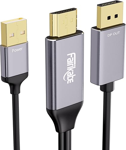 fairikabe Cable HDMI activo a Displayport 4K a 60Hz 6.6FT2M, unidireccional, adaptador convertidor de entrada HDMI a salida DP compatible con