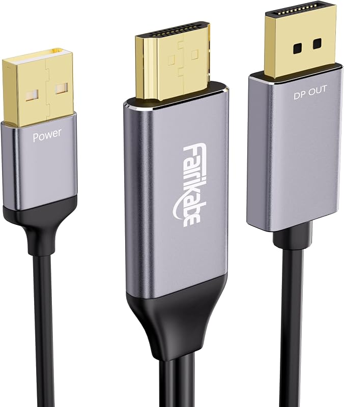 fairikabe Active HDMI to Displayport Cable 4K@60Hz [6.6FT/2M, Uni-Directional], HDMI in to DP Out Converter Adapter Compatible with Computer,Monitor,Laptop,PS3/4,Xbox,NS | Uni-DirectionalHDMI in to DP Out Converter Adapter Compatible with Computer,Monitor,Laptop,PS3/4,Xbox,NS