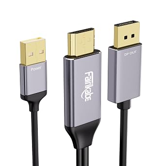 fairikabe Active HDMI to Displayport Cable 4K@60Hz [6.6FT/2M, Uni-Directional], HDMI in to DP Out Converter Adapter Compatible with Computer,Monitor,Laptop,PS3/4,Xbox,NS