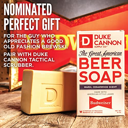 Duke Cannon Supply Co. Big Ass Brick Of Soap Bar For Men The Great American Beer Soap Made W/ Budweiser (Warm, Cedarwood Scent) Multi-Pack- Superior Grade, Extra Large, All Skin Types, 10 Oz (3 Pack) #TOP4
