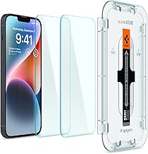 Spigen Tempered Glass Screen Protector [GlasTR EZ FIT] designed for iPhone 14 / iPhone 13 Pro/iPhone 13 [Sensor Protection...