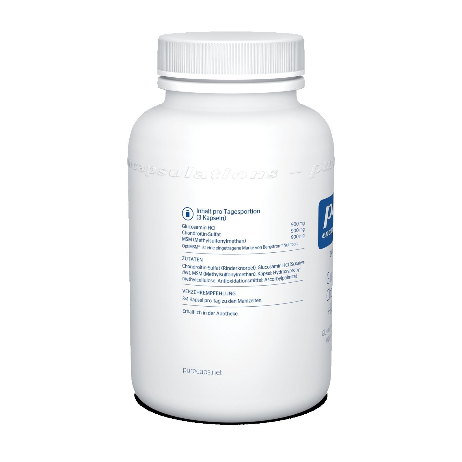 Pure Encapsulations - Glucosamin Chondroitin + MSM - Hochdosiert mit organischem Schwefel - 120 Kapseln