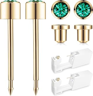 Ear Piercing Kit with Safety Back 2 Pack Disposable Ear Piercing Gun Kit Made in 316L Surgical Stainless Steel | At Home Self Ear Piercer Kit with Preloaded Ear Stud | 4mm