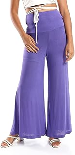 بنطلون سادة بقصة ضيقة من الأعلى وواسعة من اسفل للنساء من جميلة