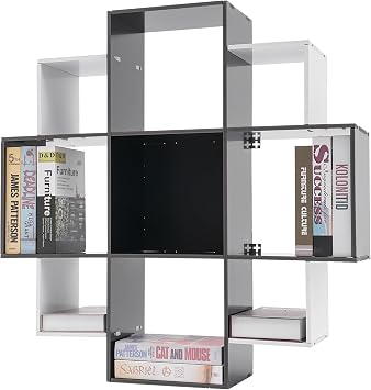 Bookcase,Book Shelf,Bookcase with 9 Compartments,DIY Book Case,Tall Bookshelf,Freestanding Ladder Display Rack for Living Room Home Office,Cups, Cosmetics,Office Supplies,Stationery