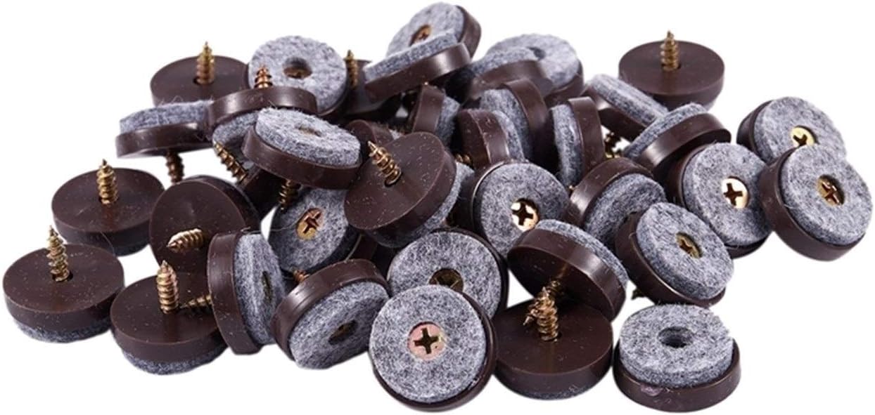 Chair Leg Cover Floor Non-slip Bottom Furniture Glide,Screw-On Felt Pad Slider Floor Protector For Wooden Leg Feet Of Chair Table Sofa(Φ24Mm Or 0.95 Inch) 40Pcs (Color : Brown)