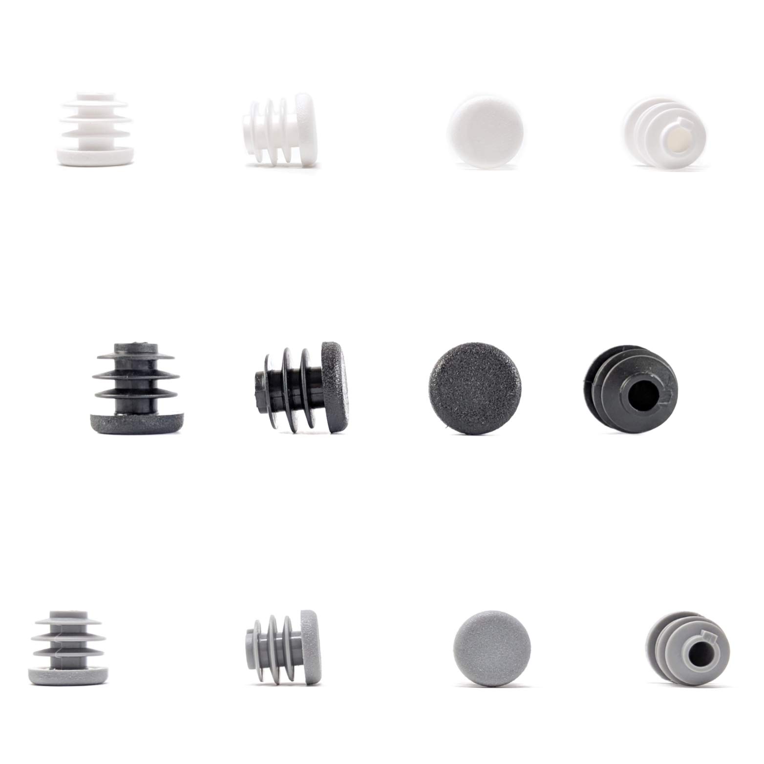 Round Tube Inserts End Caps, Varierty of Sizes in Black, White or Grey - Made in Germany (Please See Diagram Before Ordering) 15mm, Black, Pack of 32 — image 1
