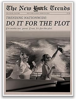 Do IT For The Plot Poster Retro Newspaper Wall Art aesthetic black and white newspaper print magazine art print black home decor trendy art Feminist News Print Girl Dorm Room 11x14in Unframed