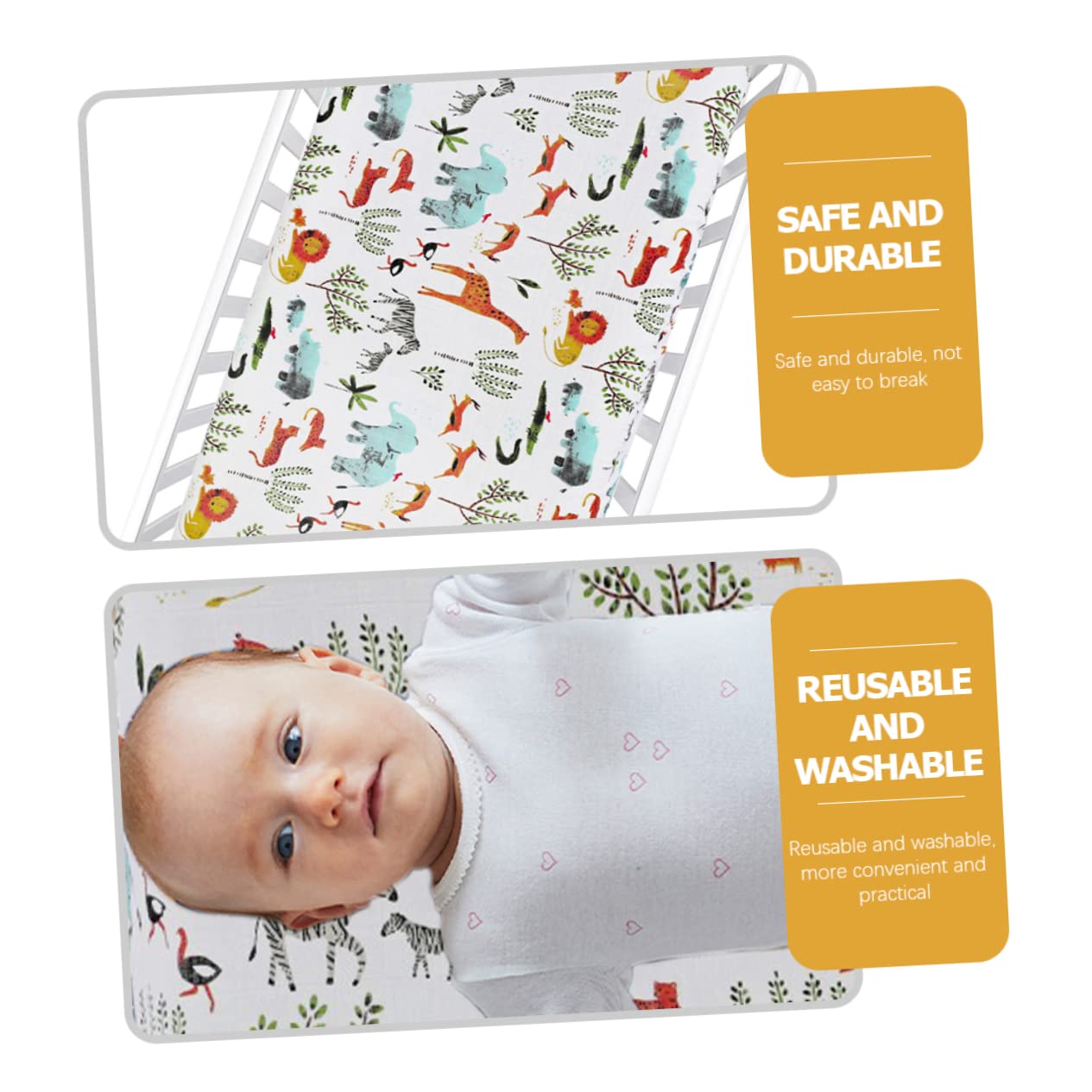 Toyvian 5piezas Funda De Colchón Cambiador De Cubierta De Cambiador De Orgánico Diseño De Animales del Bosque Lavable y Reutilizable para Cuidado Infantil