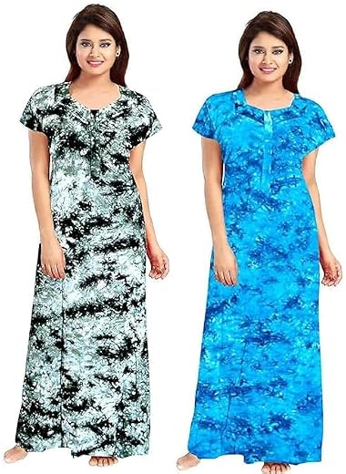 YUKATA Nighty for Women Cotton Printed Maxi Gown Ankle Length Nighty Night Dress Gown for Women Maxi - Free Size