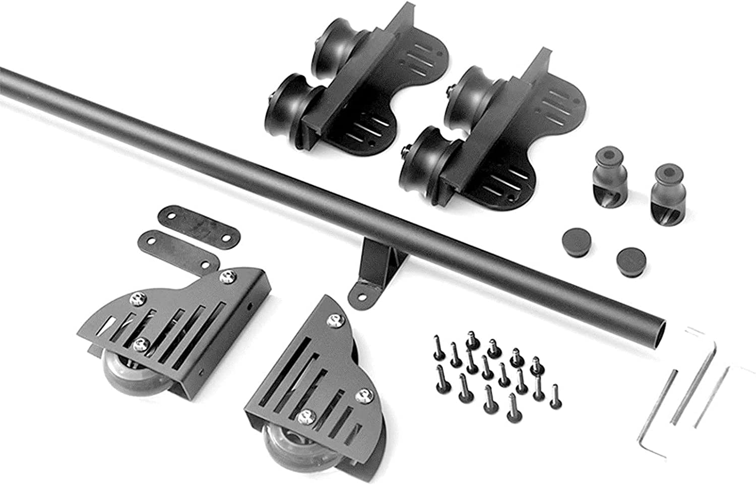 Kit quincaillerie échelle coulissante 400cm, rail rond acier avec roulettes au sol