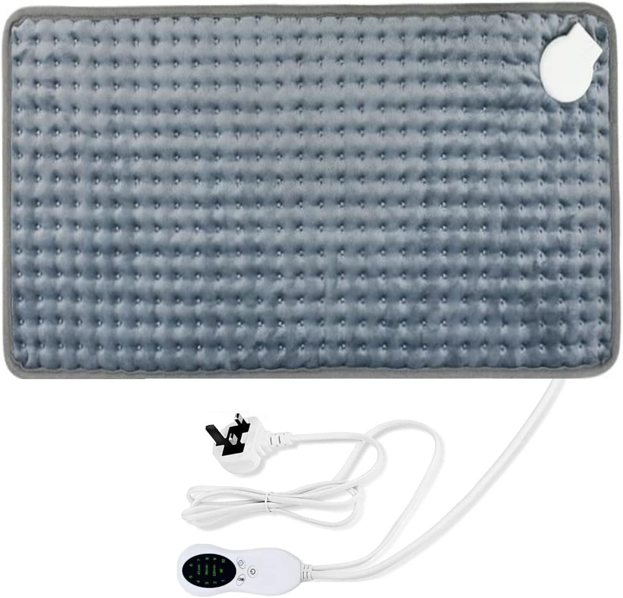 Peng General Heating Pad for Back Pain Relief, Fast Heat Electric Heat Pads Blanket, Heating Pads with Auto Shut Off and 9 Adjustable Temperature Settings, Soft Flannel Grey 30x60cm (Grey)