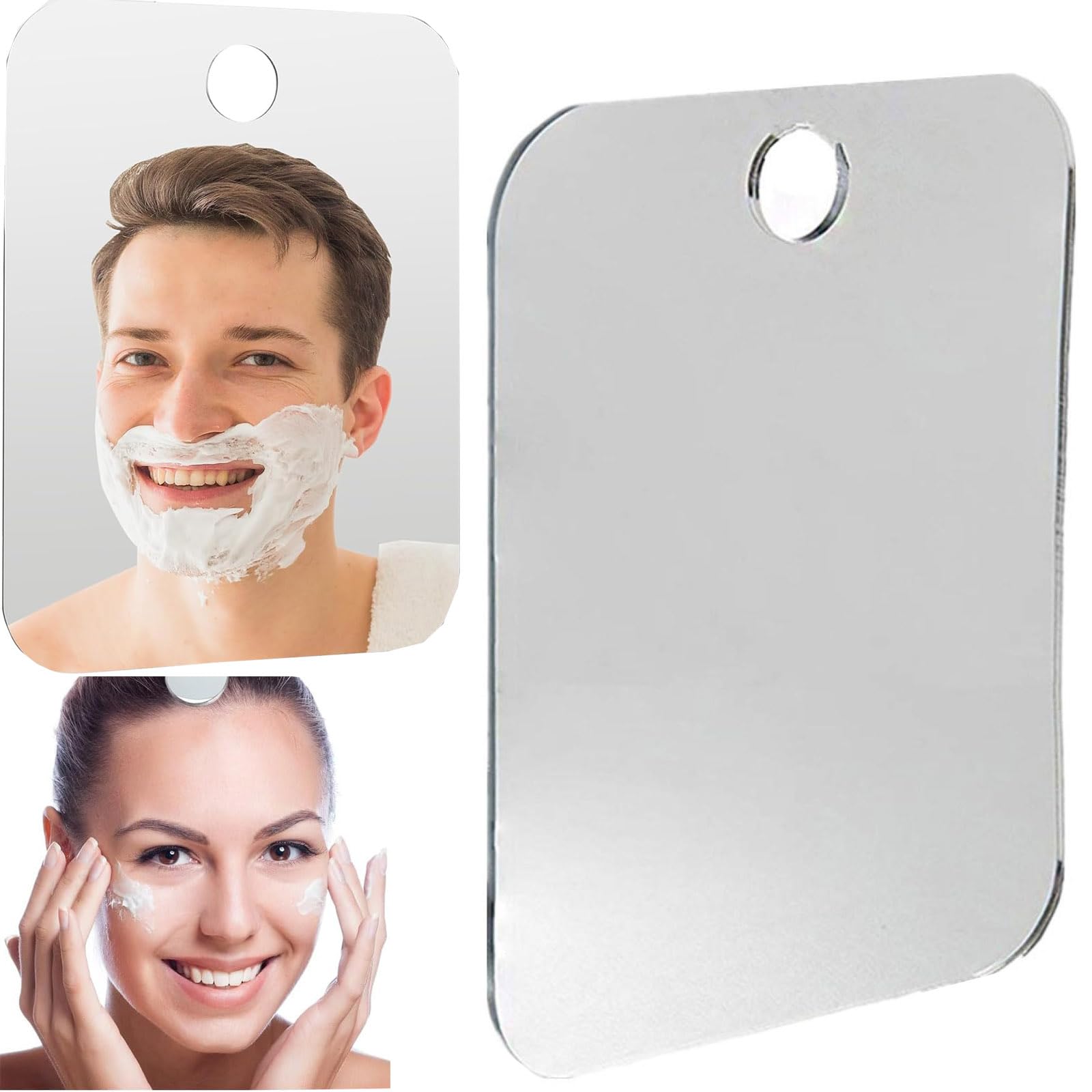 Junjie Men's Anti-Fog Shower Mirror, Shaving Mirror, Shower Mirror, Frameless For Hanging The Wall, Bathroom, Portable Mirror, Bathroom, Home