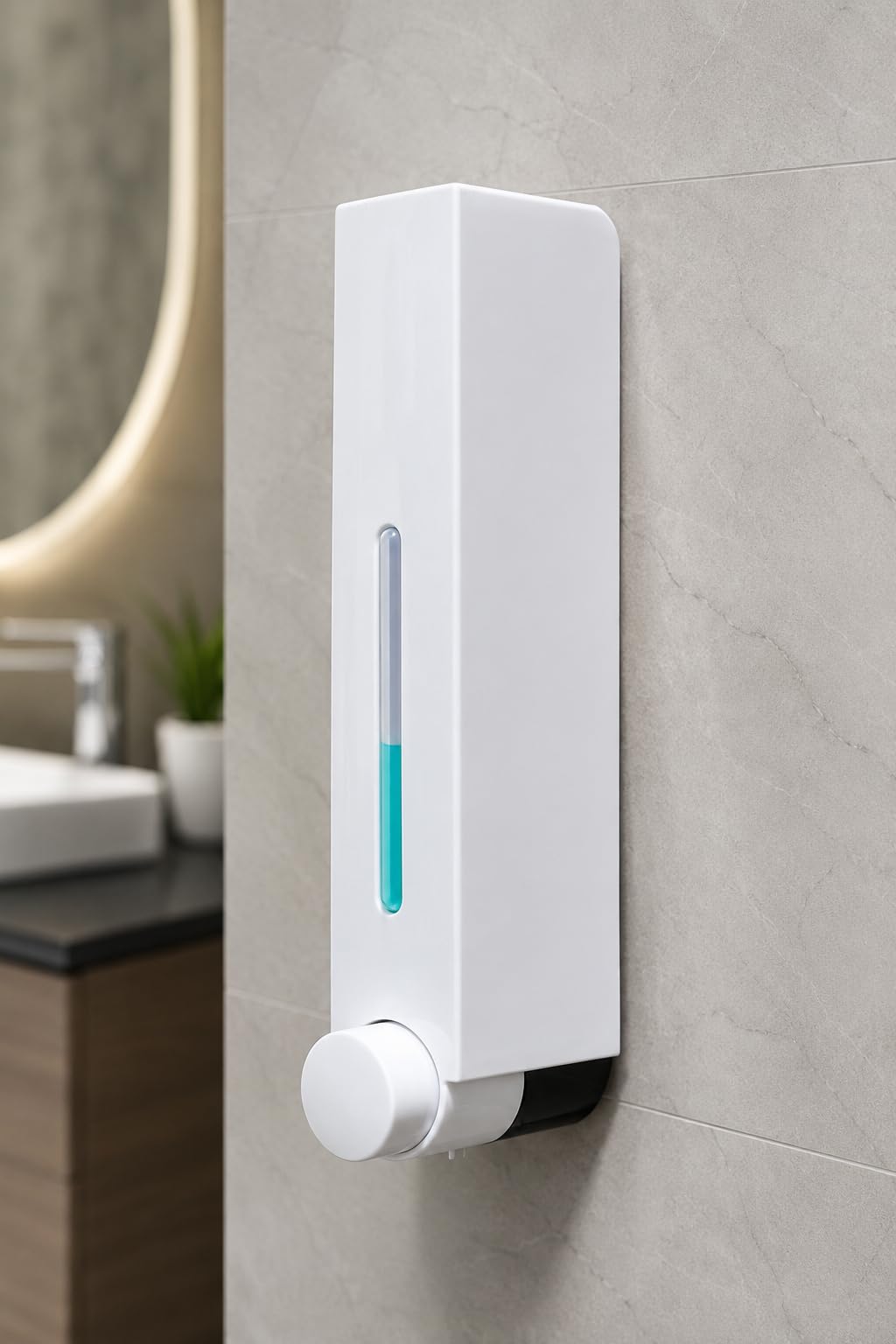 BATH GURU ABS 420ml Wall Mounted Liquid Soap Dispenser for Bathroom, White
