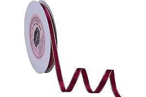 VATIN Double-Faced Satin Ribbon in Burgundy with Gold Edge
