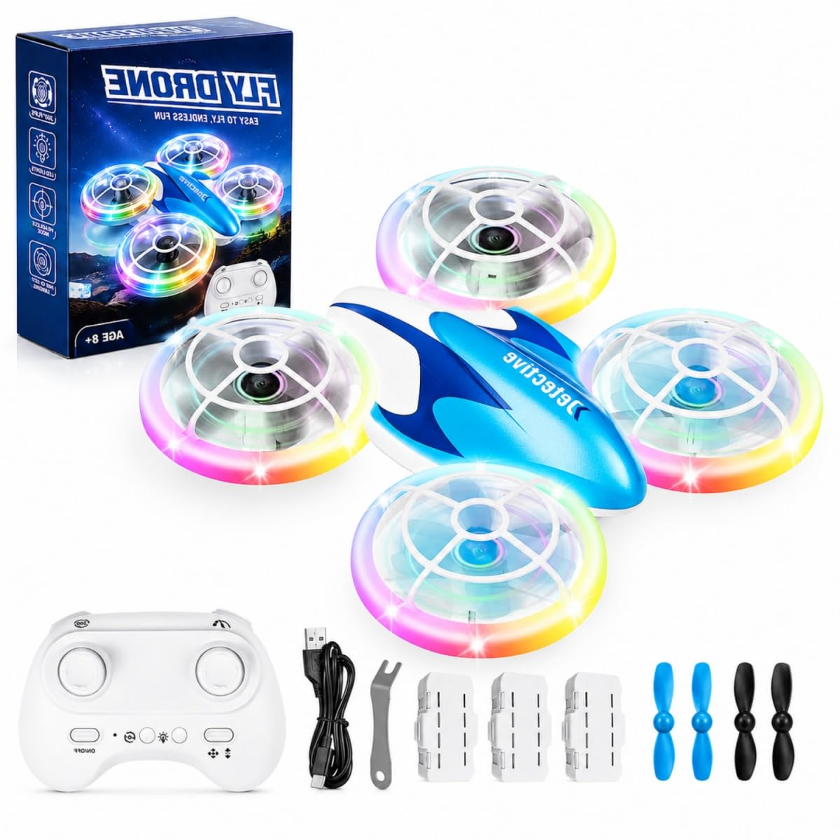 Skeufy Mini Drohne für Kinder, Kinder drohne Spielzeug ab 6+ Jahre, Drone Quadrocopter mit LED Lichter, 3D Drehung, Kopflosem Modus und 3 Akkus, Weihnachten Geburtstags