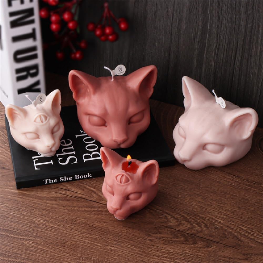 Three-Eyed Cat Candle Mold, The Third Eye Silicone Mold for Soap Soy Wax DIY Handcraft, Kitty Epoxy Resin Mold for Party Home Wedding Decoration (Dog)