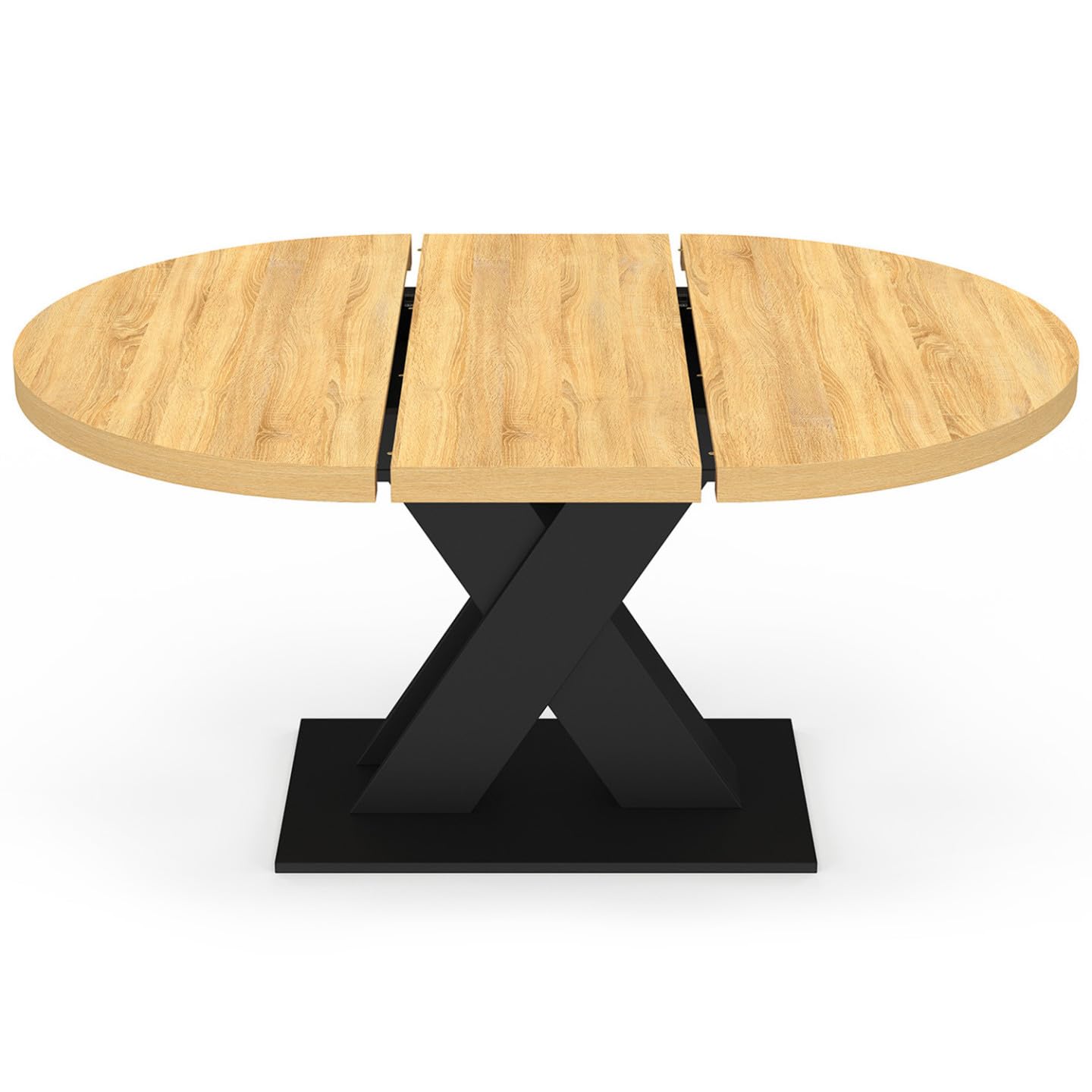 IDMarket Alicia – Mesa de comedor extensible redonda 110-150 cm Madera y Negro