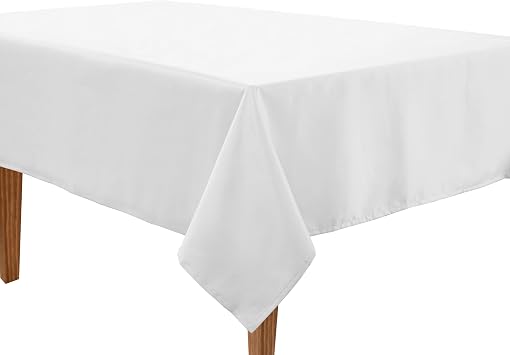 LANE LINEN White Table Cloth Rectangle 60x102 Inch Washable Fabric Tablecloth for Dining, Easter Table Cloth Rectangle Table, Wrinkle-Resistant Table Cover for Parties & Events, Outdoor Use