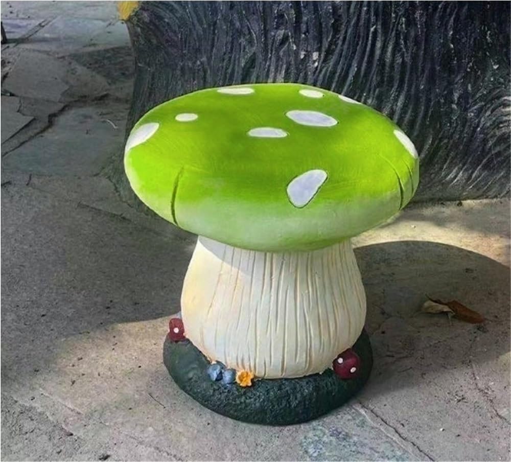 Small Mushroom Stool, Creative Landscape Sculpture, Cute Resin Ottoman for Outdoor Garden Decor, Indoor/Outdoor Decorative Accent Seat(Red)