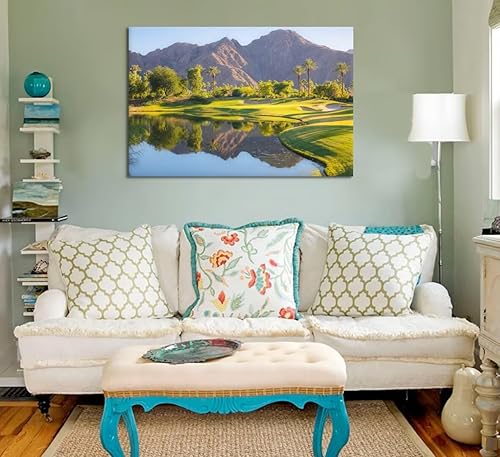 Vista 17 de chenchenArt Arte de pared de campo de golf de Estados Unidos, TPC, Sawgrass Golf Course, impresiones en lienzo, decoración de pared de golf para Rojo