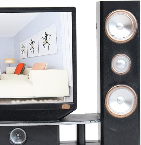 Miniatura 6 de E-TING Juego de accesorios para muebles de casa de muñecas en miniatura para muñecas de niña (juego de gabinete de TV de alta fidelidad)