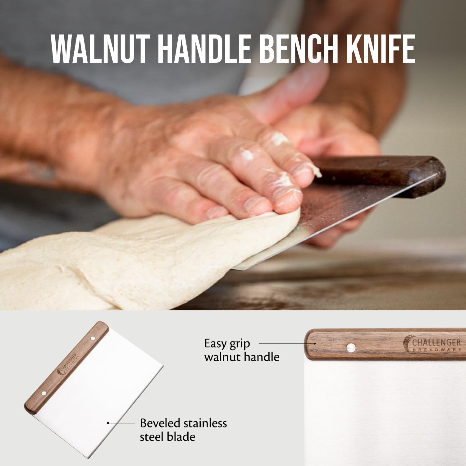 Challenger Bread Pan Cast Iron Loaf Pan with Lid & Baking Bundle: Artisan Sourdough and Homemade Bread Baking Kit, Walnut Bench Knife, 12 Flour Sack Towels, Pre-Seasoned, Made in USA