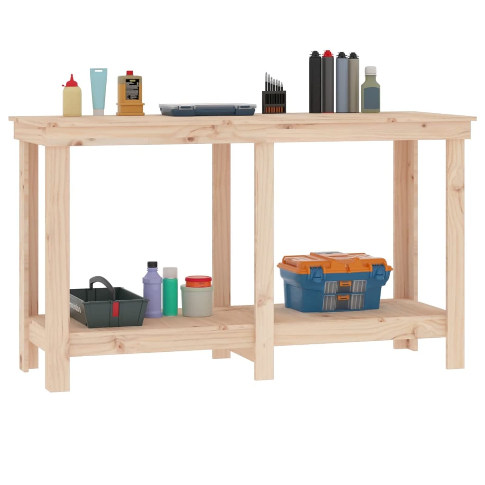 LAPOOH Banco de Trabajo, Mesa De Trabajo Taller, Caballete Mesa, Banco Herramientas, Bancada De Trabalho, Caballete para Mesa, de Madera Maciza de Pino 140x50x80 cm