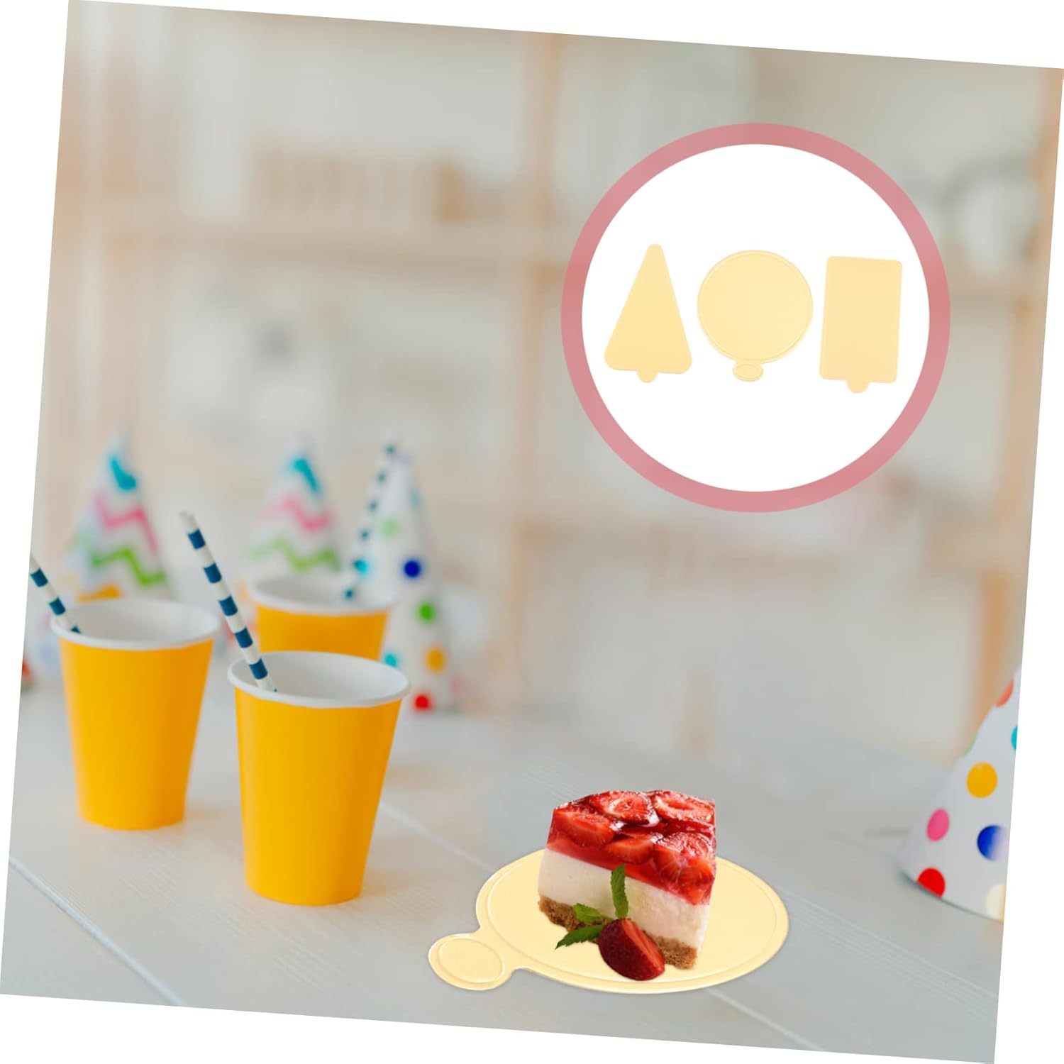 PRETYZOOM 300pcs Mini Cake Boards Food Grade Dessert Base for Mousse Cakes Shapes for Parties and Events