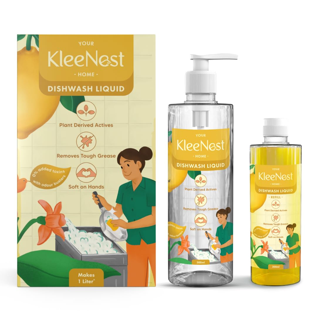 Kleenest Natural Dishwash Liquid, Lime Fragrance| 1000ml made by 200ml Concentrate Starter Kit| Removes Tough Grease, Soft on Hands| Plant-Derived, LABSA & Paraben free| Safe for Baby & Pet Utensil (B0CY8JX29P) Amazon Price History, Amazon Price Tracker