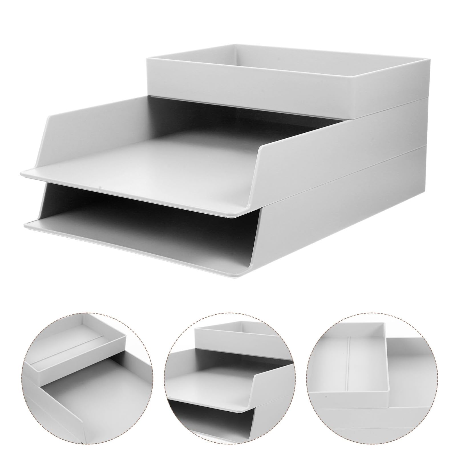 Alipis Scatola Organizer per Documenti Grande Capacità in Abs e Design Impilabile Bianca Set da 1 per Ufficio e Scrivania Ordinata