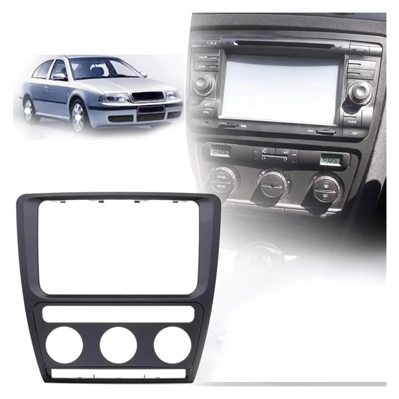 Fascia Marco Marco Placa Frontal Radio Coche Marco Panel GPS 2 DIN Accesorios Interior Coche Repuesto para Skoda para Octavia 2004-2007 2008 2009 2010 Juego Panel Radio
