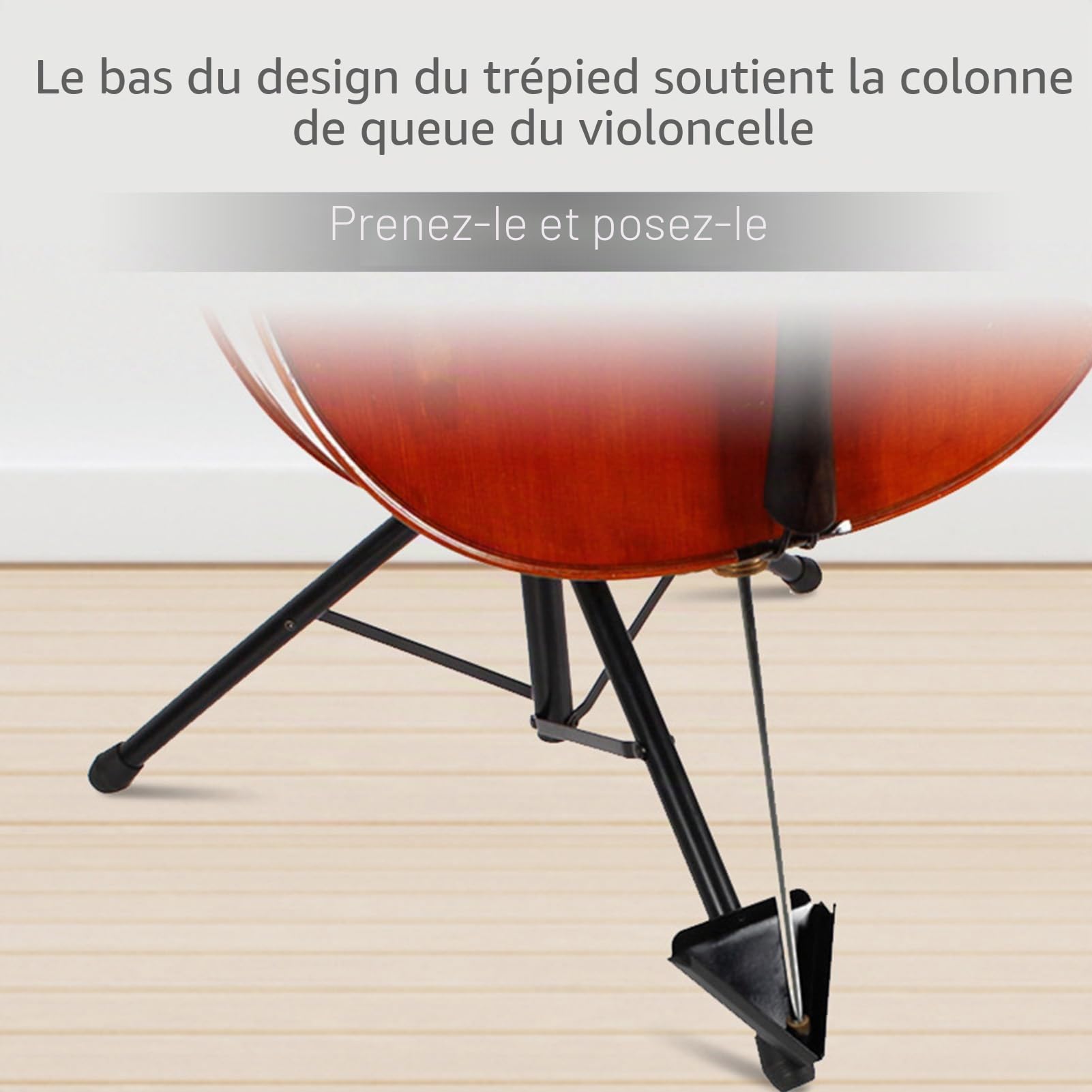 Support de violoncelle pliable et réglable Yosoo avec crochet pour archet - Stable et antidérapant - Compatible guitare - Acier inoxydable
