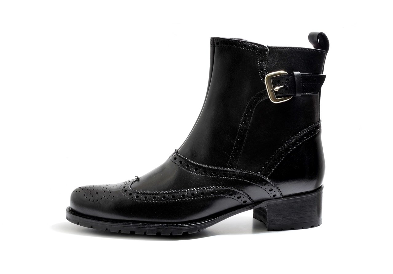 VITELOWomen's Brogue Calf Leather Ankle Boots K 5 Black