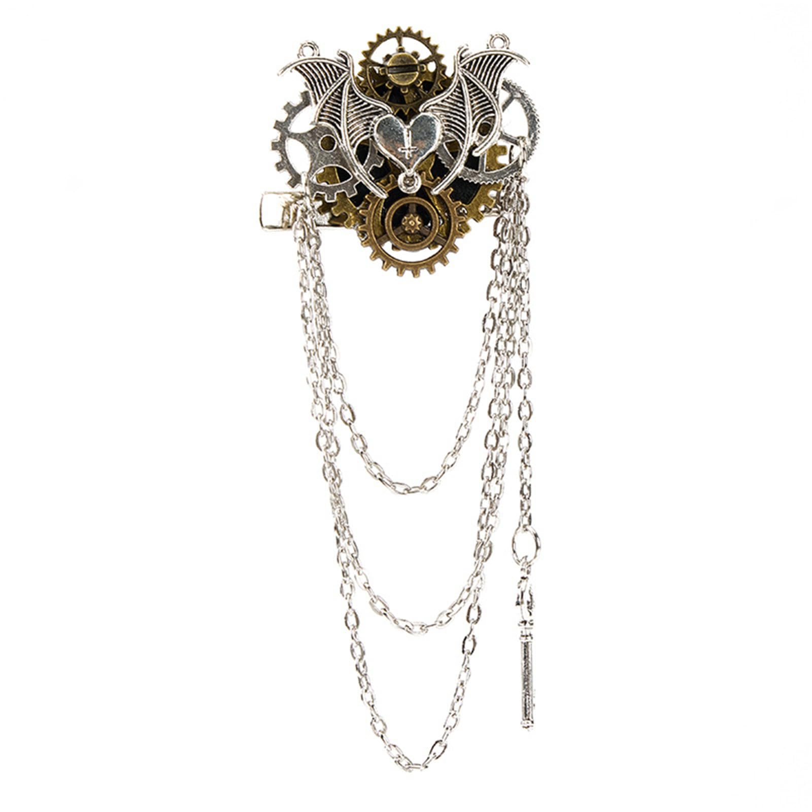 MICFENY Vintage Industrial Styles Hairpin And Brooch Featuring Heart Metal Gears For Cosplay