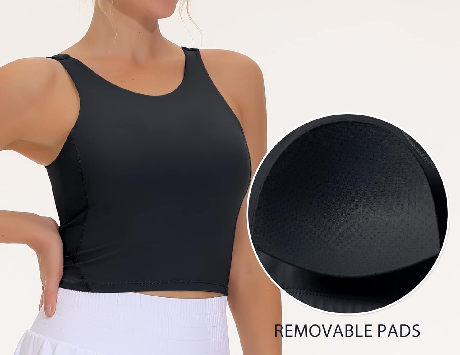 THE GYM PEOPLE Women's Sports Bra Sleeveless Workout Tank Tops Running Yoga Cropped Tops with Removable Padded - Image 5