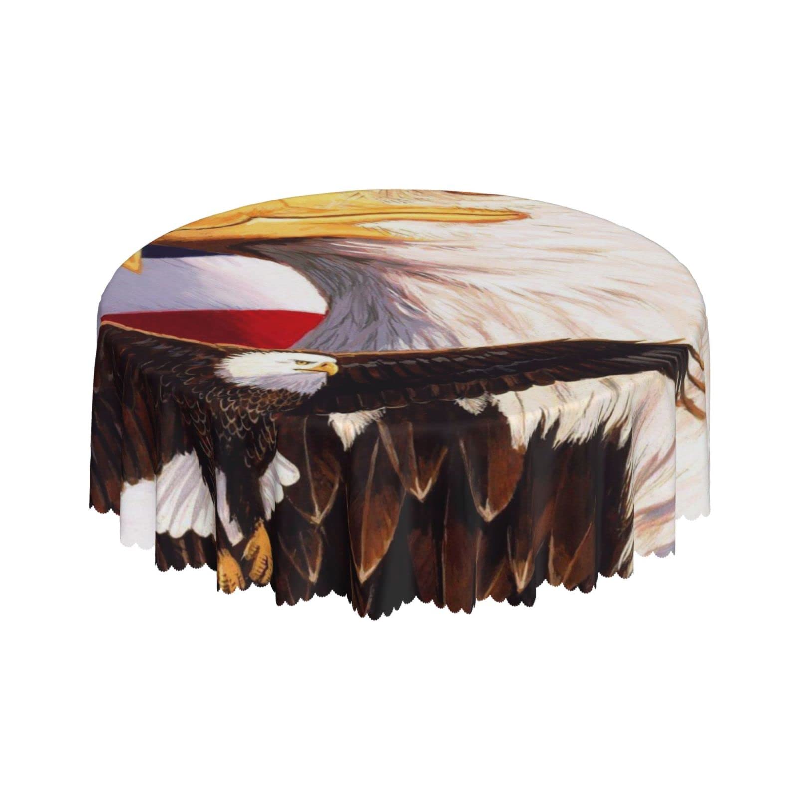 Lsjuee Eagle United States Flag Patriotic Round Tablecloth 60 Inch Printed Washable Tablecloth for Dining Party Holiday Fall Home Decorative
