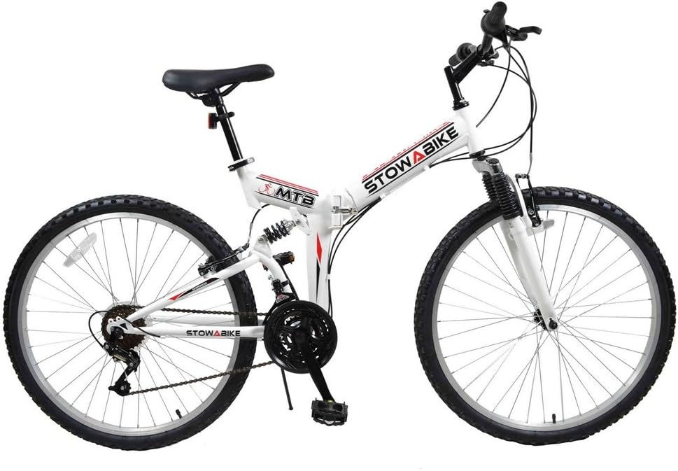 26" MTB V2 Folding Dual Suspension 18sp Gears Mountain Bike White
