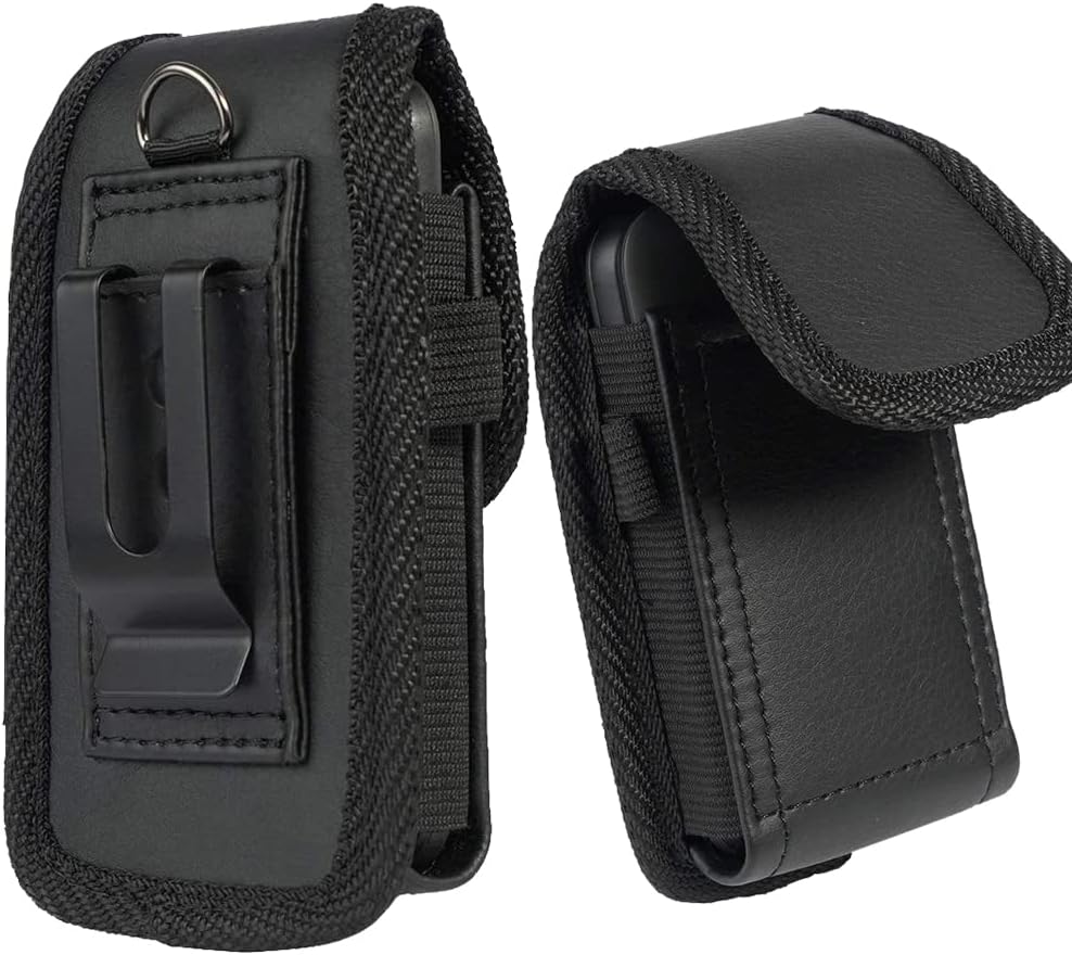 for MaxWest Neo Flip LTE Case, MaxWest Neo Flip Plus Case, Black Elastic Vegan Leather Wallet Holster Case with [Belt Metal Loop Clip] Magnetic Closure Wallet Protection Case for Neo Flip LTE