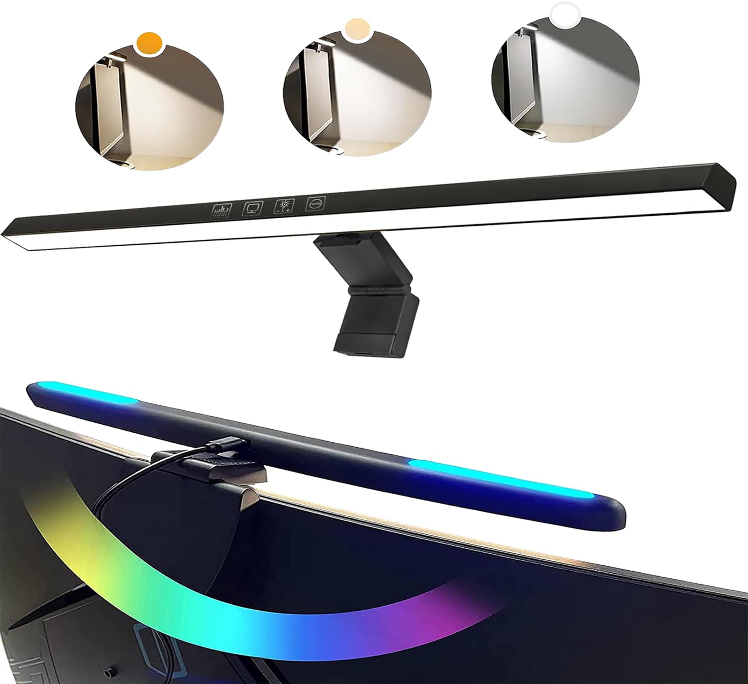 DONOVAR Computer Monitor Lamp, اضاءة قيمنق, Monitor Light Bar with RGB Backlight, with Touch Control and USB Powered Gaming Screen Light, Eye Caring No Screen Glare,for Office/Home
