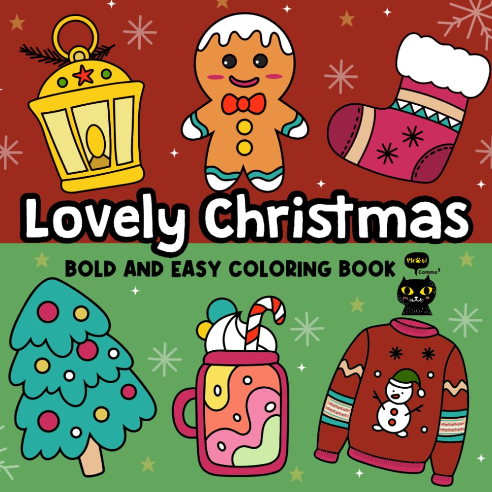 Lovely Christmas Bold and Easy Coloring Book: Festive Fun for Young Artists (Bold and Easy Relaxing Coloring Book)