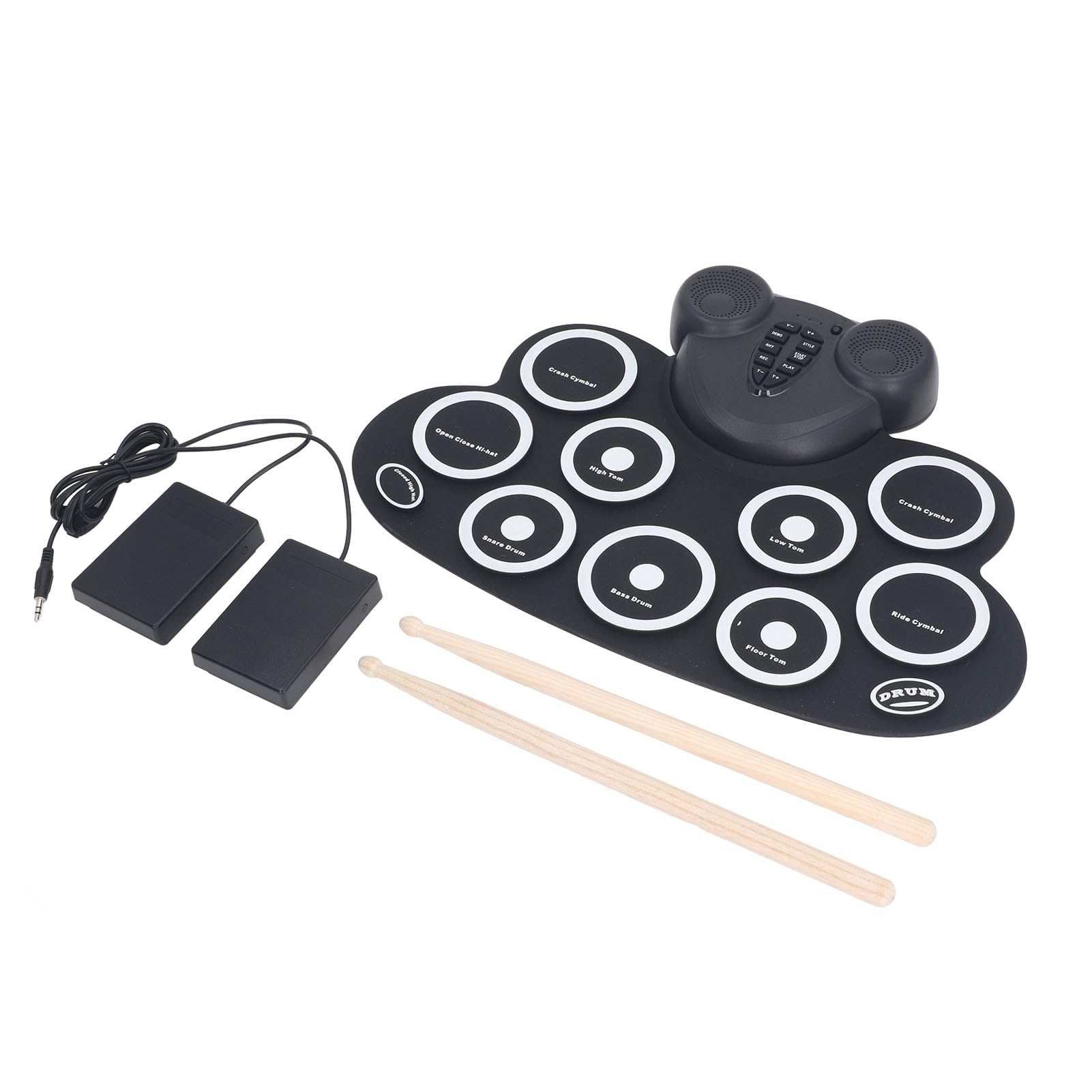 CHICIRIS Batería Electrónica, Batería Enrollable de 9 Pads, Altavoces Mejorados, Conectividad MIDI, Perfecto para Niños, Principiantes, Fiestas Al Aire Libre