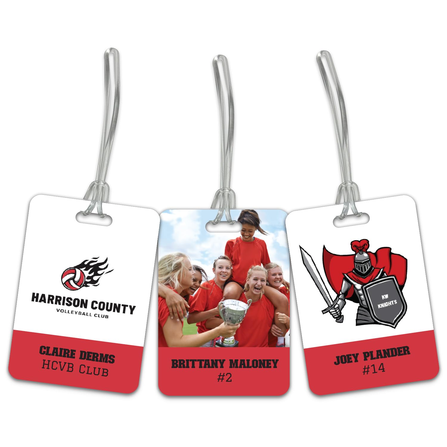 Personalized Custom Image Upload with Red Background Tag / 2.75" x 4" Custom Luggage Bag tag/Double Sided Durable Plastic with Plastic Strap/Made in